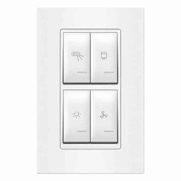 Beli univerzalni vertikalni indikator za kupatilo Aling sa četiri sklopke za svetlo, grejalicu, boiler i ventilator